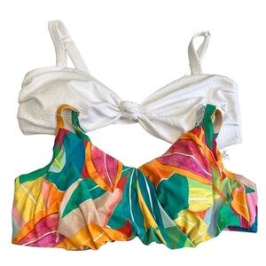 Time And Tru Bikini Tops 3X Tropical Floral Green White New